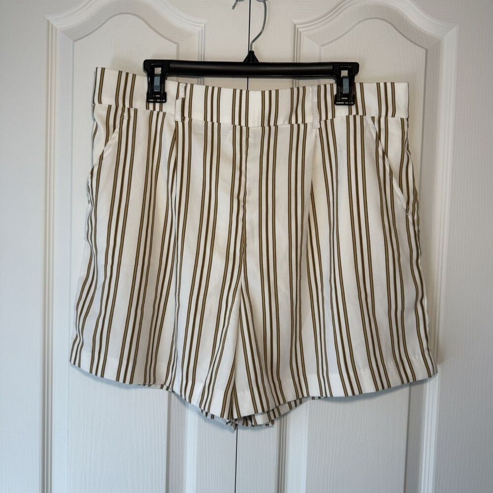 Joie Womens Pull On Stretch High Waisted Striped Shorts With Pockets Size XL